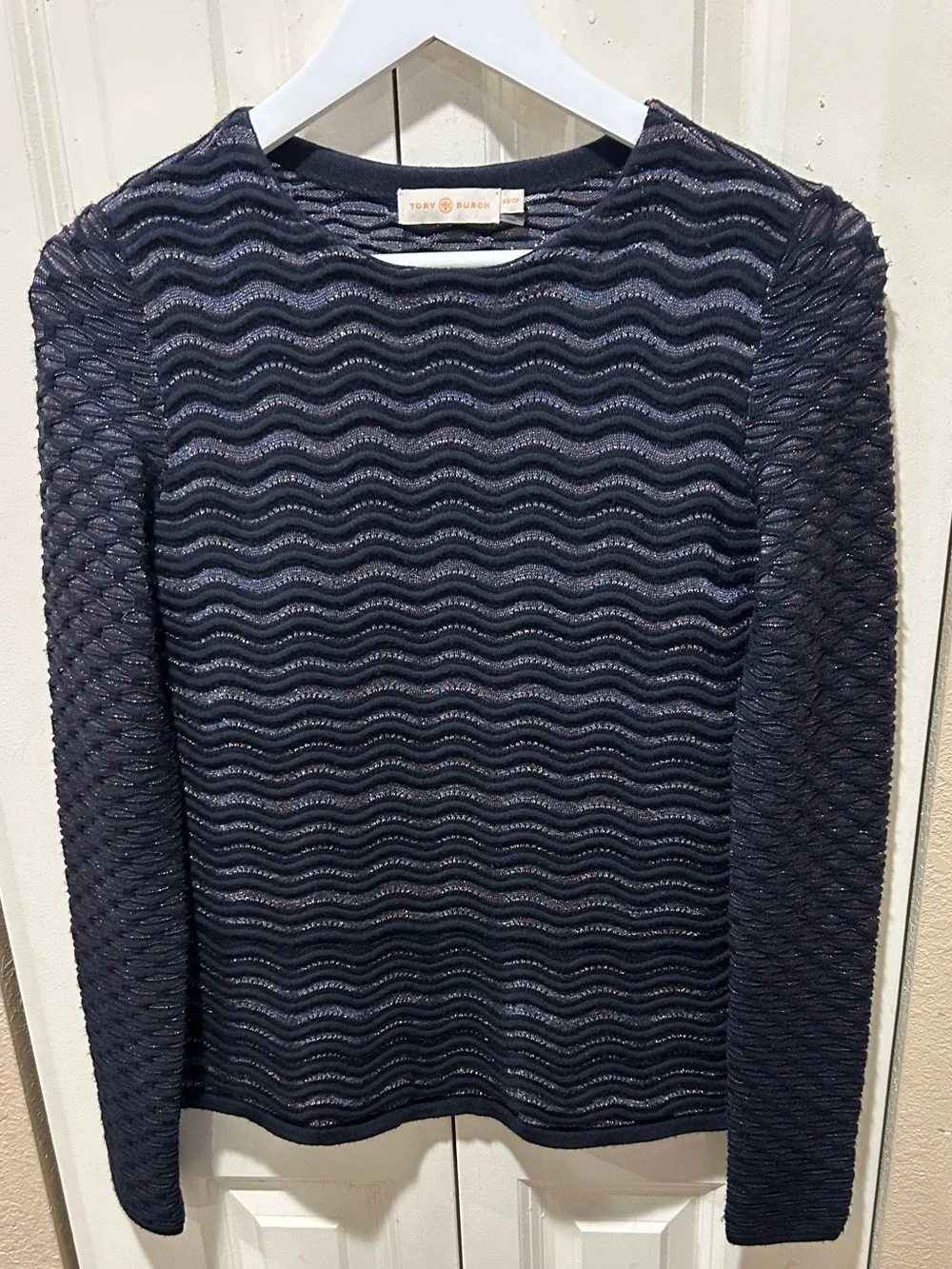 Tory Burch Merino Wool Striped Skirt Set Metallic Textured  , XS